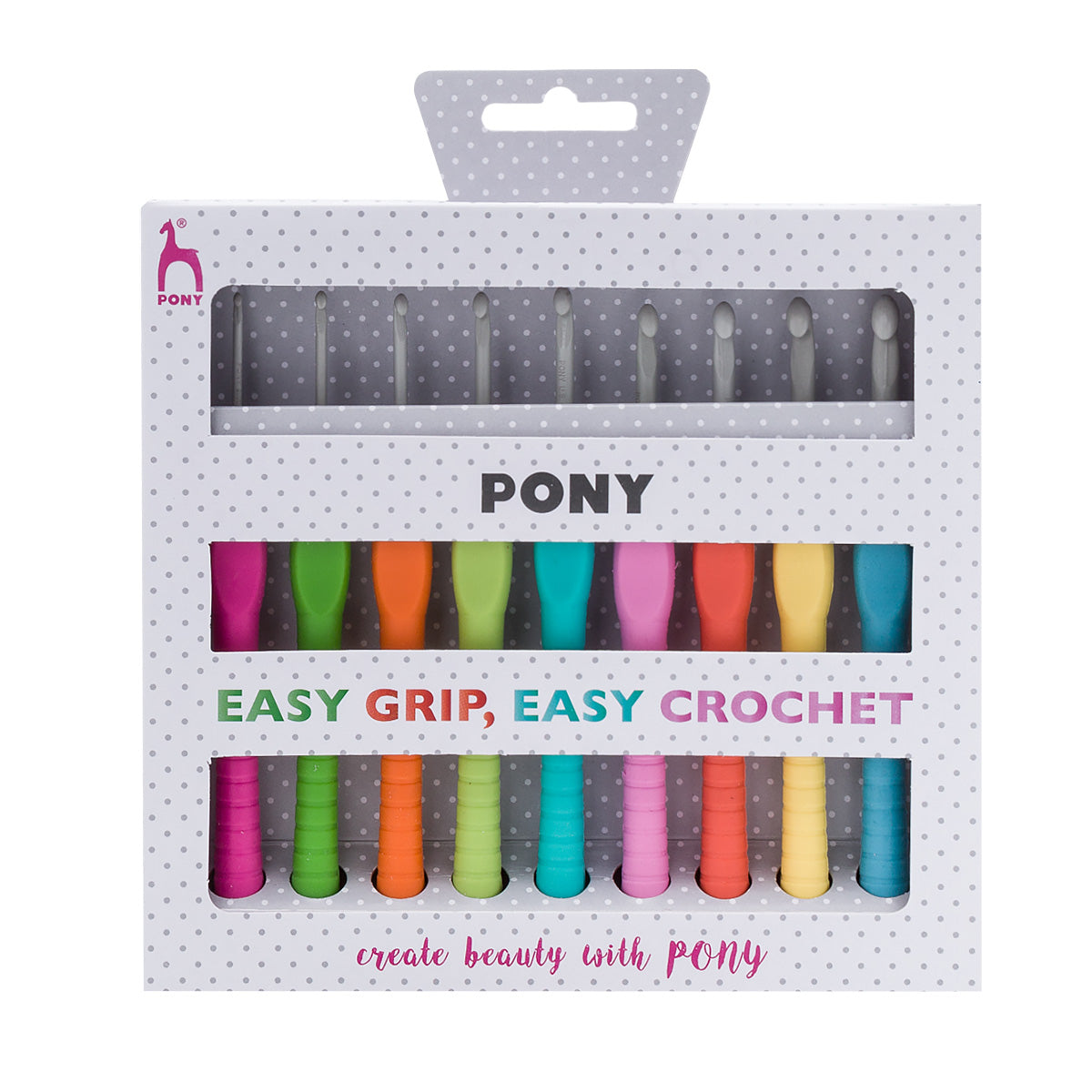 Pony Grip Häkelnadel-Set Mehrfarbig – 9 Stk., Aluminium
