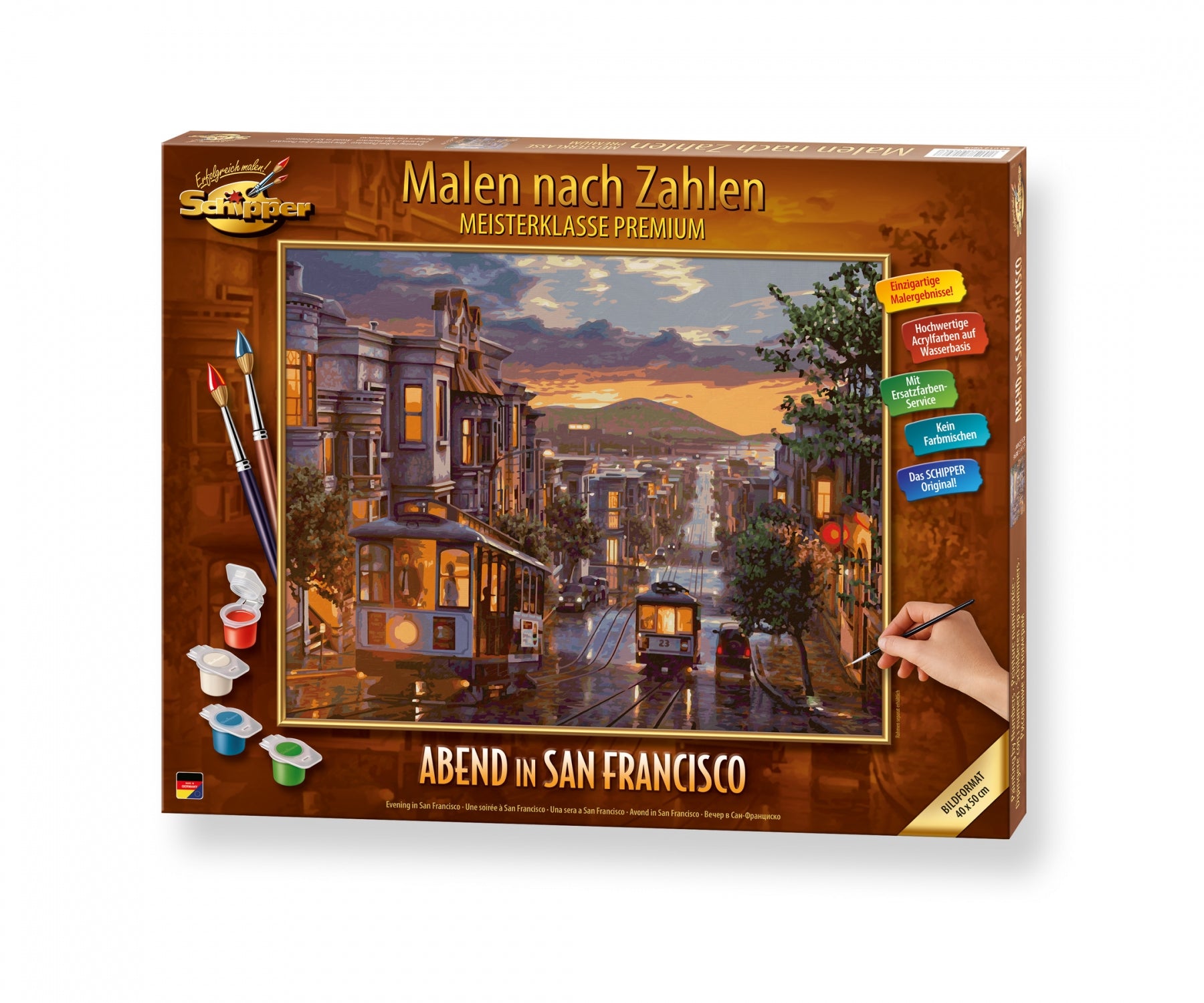 Schipper Malen-nach-Zahlen-Set – Abendstimmung in San Francisco – 50 × 40 cm – 35 Farben – ab 14 Jahren