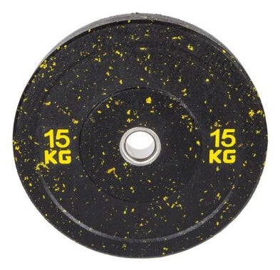 Fitcom Gewichtsscheibe, 15 kg, Ø 45 cm – Gelb, Gummi