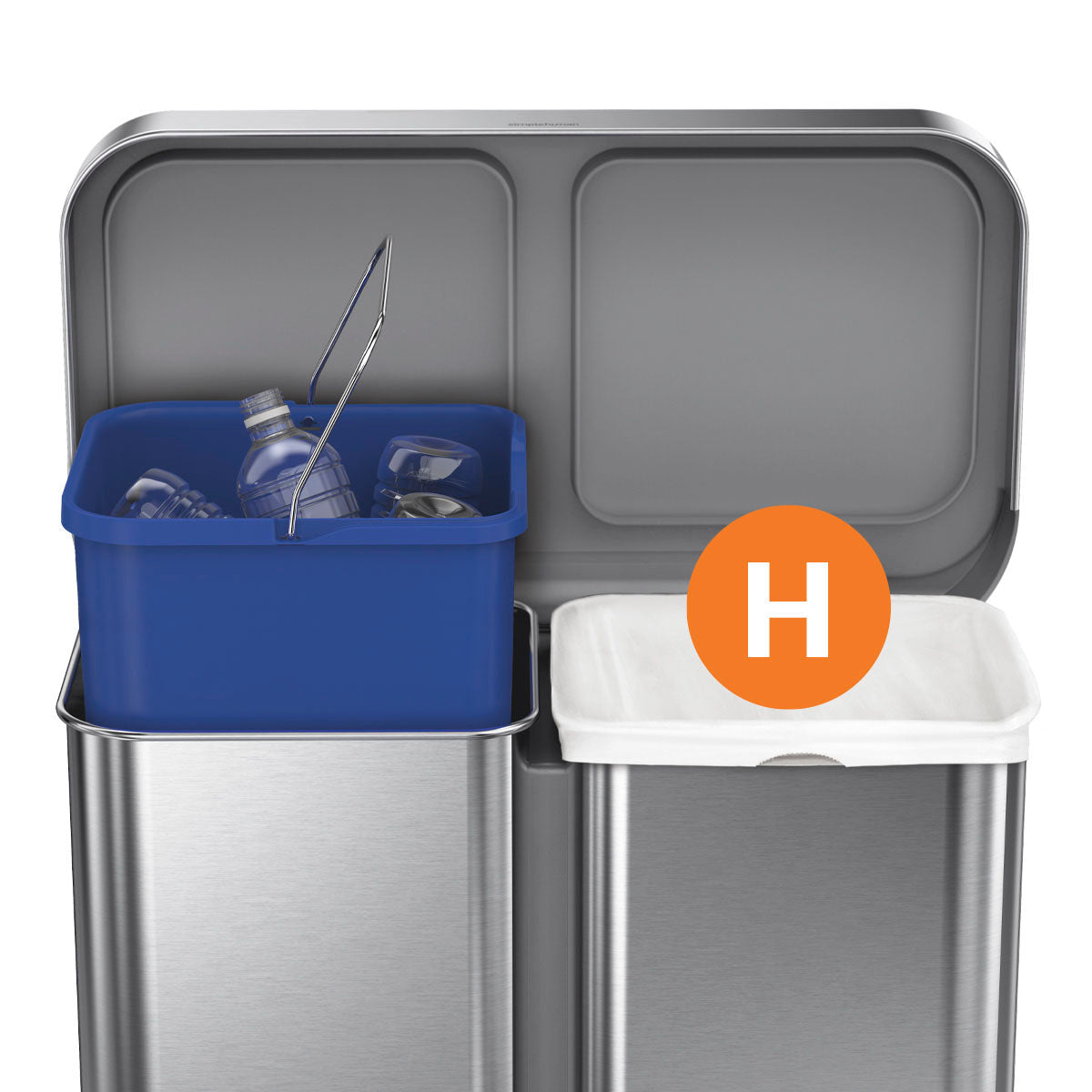 simplehuman Kehrichtsack für Code H – 35 l, mit Zugband, PE, Weiss, 708 × 469 mm, 100 Stk