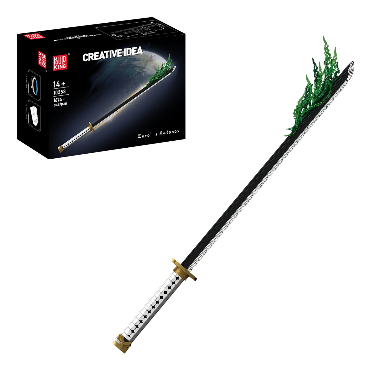 Mould King Bausatz Samurai Katana – 1'674-teilig, mit Beleuchtung – 14 × 23,2 × 99,5 cm – ab 14 J.