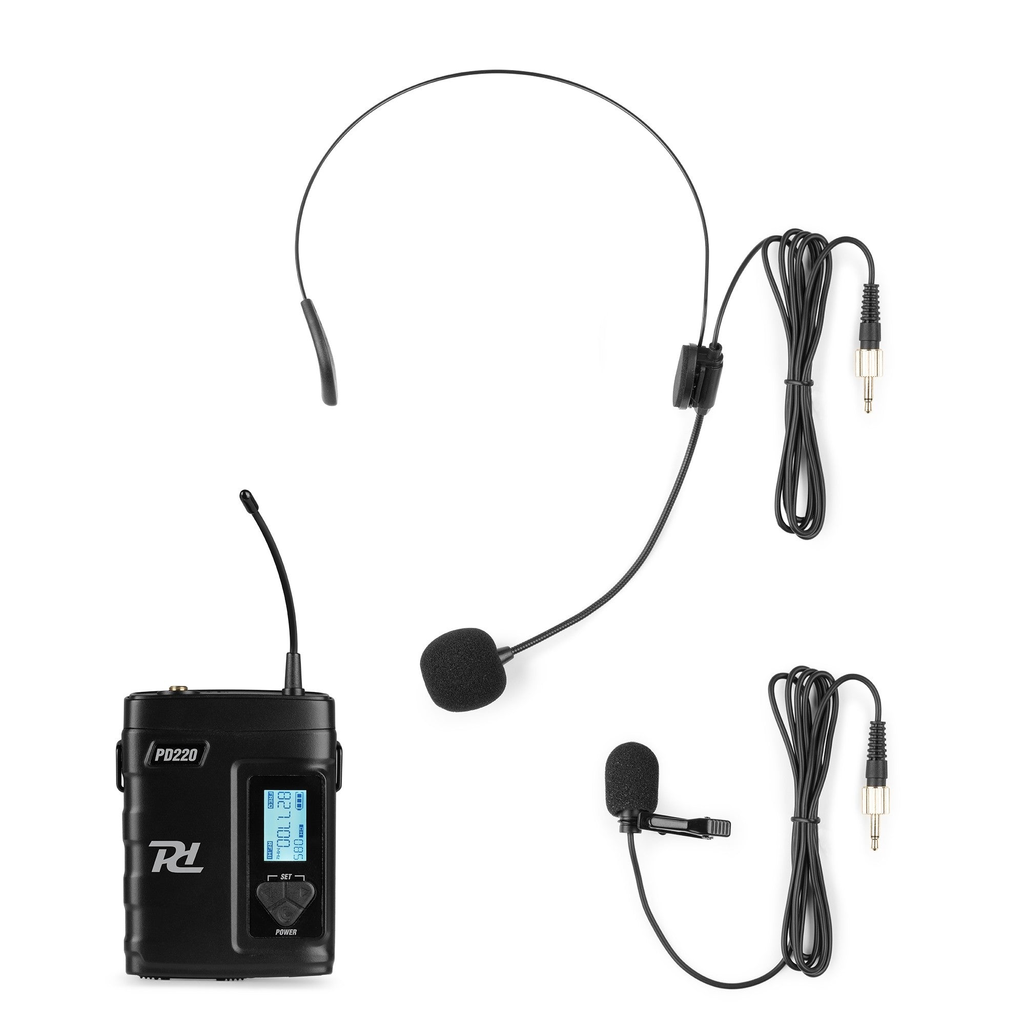 Power Dynamics PD220BP Headsetmikrofon 2er-Set – 3,5 mm Klinke, Kabellos, Niere, 823–832 MHz, Schwarz