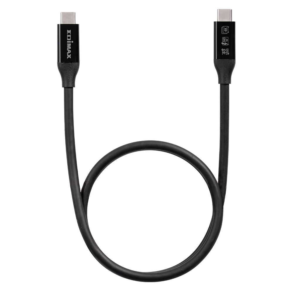 Edimax Thunderbolt 3 (USB-C) Kabel – 40 Gbit/s – 0,5 m – PD 240 W – TPE-Mantel – Schwarz