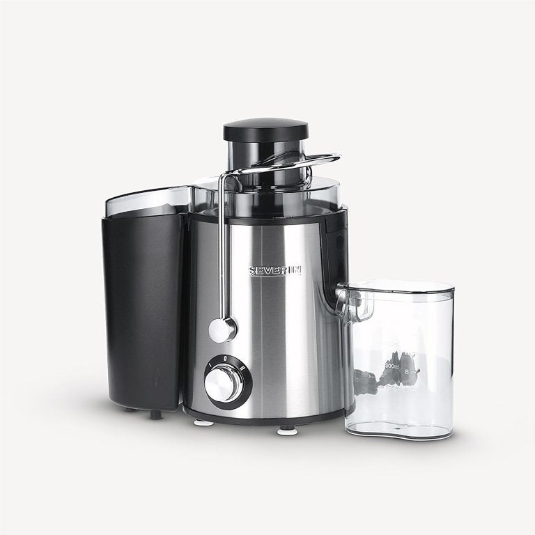Severin Zentrifugal-Entsafter ES 3566 – 0,5 l Saftbehälter, 1,5 l Tresterbehälter, 400 W – Schwarz/Edelstahl