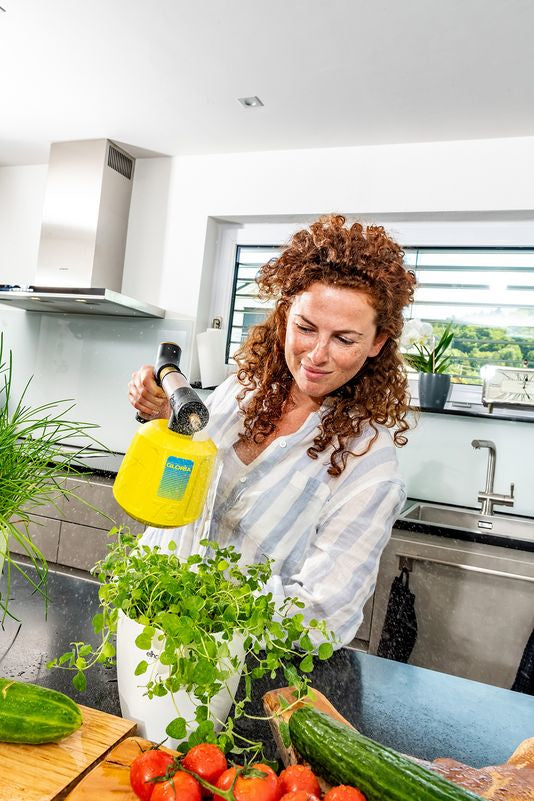 GLORIA Akku-Hydronette – Sprüher, 1 l, 3 bar, verstellbare Düse, Kunststoff, Gelb/Braun