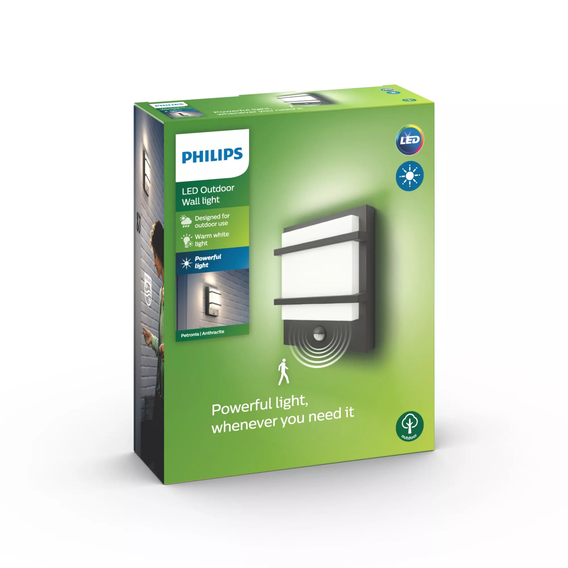 Philips by Signify Philips Aussenwandleuchte – 2700 K – IP44 – Netzbetrieb – mit Bewegungsmelder – Anthrazit, Aluminium