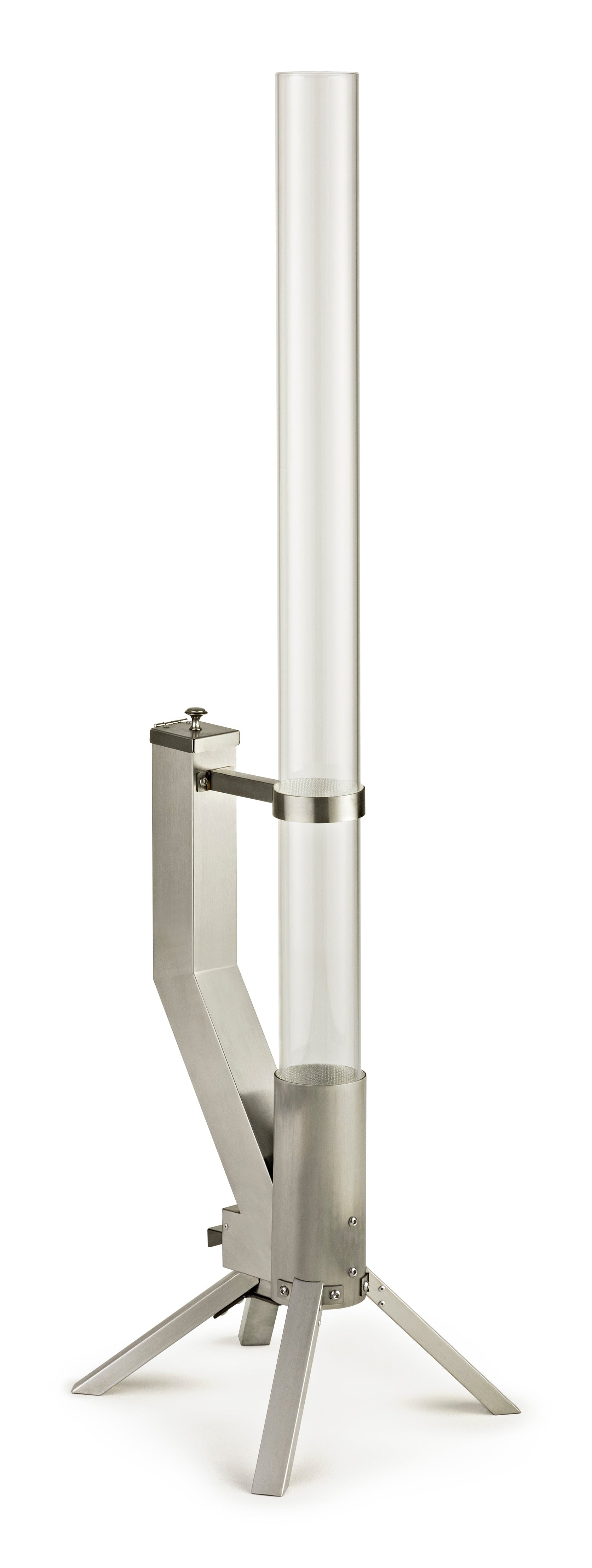 Gardenflare Feuerrohr – Ø 8 × 130 cm – Edelstahl & Borosilikatglas, Silber