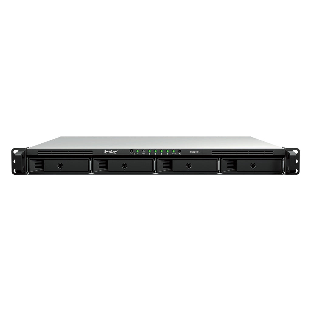 Synology RackStation RS826RP+ – 4-Bay Rack 1U NAS – AMD Ryzen V1500B, 4 GB RAM, 1GbE, DSM