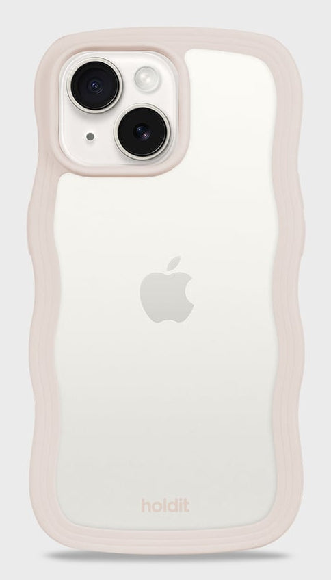 HoldIt Wavy Case – Backcover – für Apple iPhone 17 Pro, TPU, Beige/Transparent