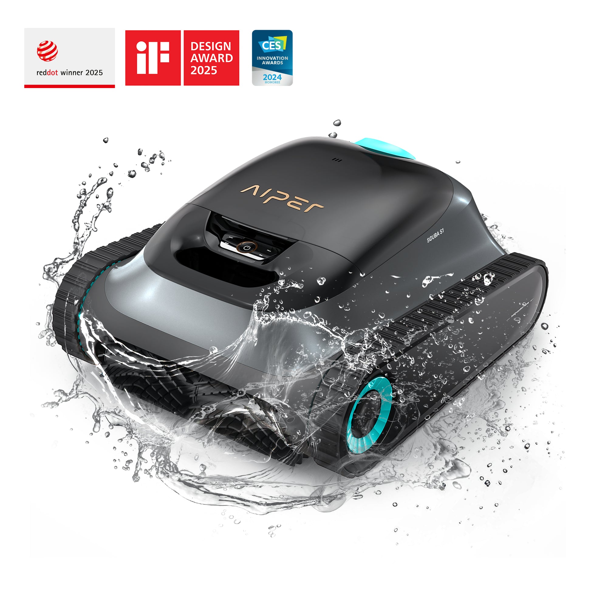 Aiper Roboter-Pool-Reiniger Scuba S1 – bis 150 m² – Akku – schwarz/blau/grau – für Überirdische Pools