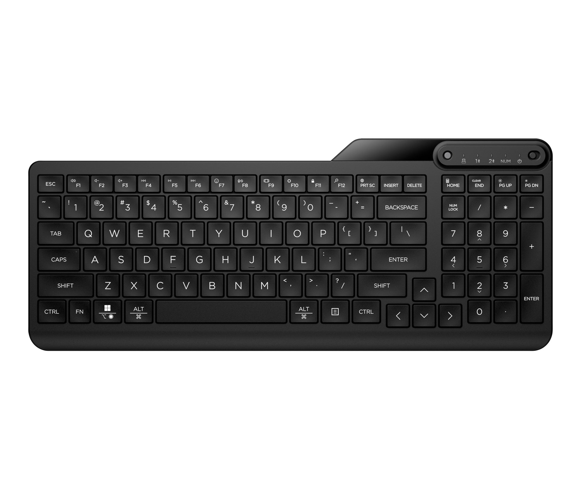 HP 475 Dual-Mode Wireless Tastatur – 100% – Membran – Bluetooth & 2,4 GHz – Schwarz