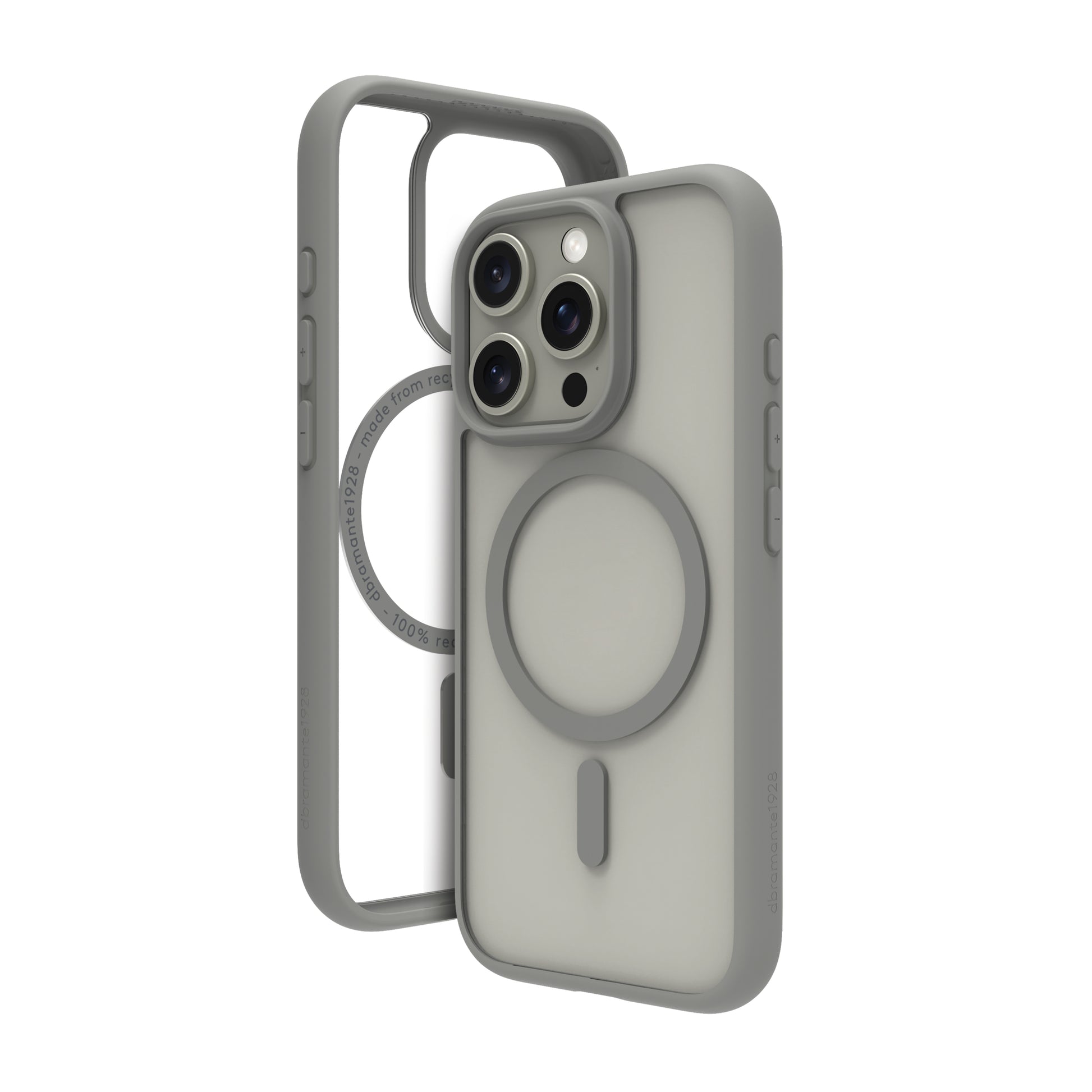 dbramante1928 Grenen Backcover – für Apple iPhone 16 Pro – Recycling-Kunststoff, Titan, bis 2 m sturzsicher