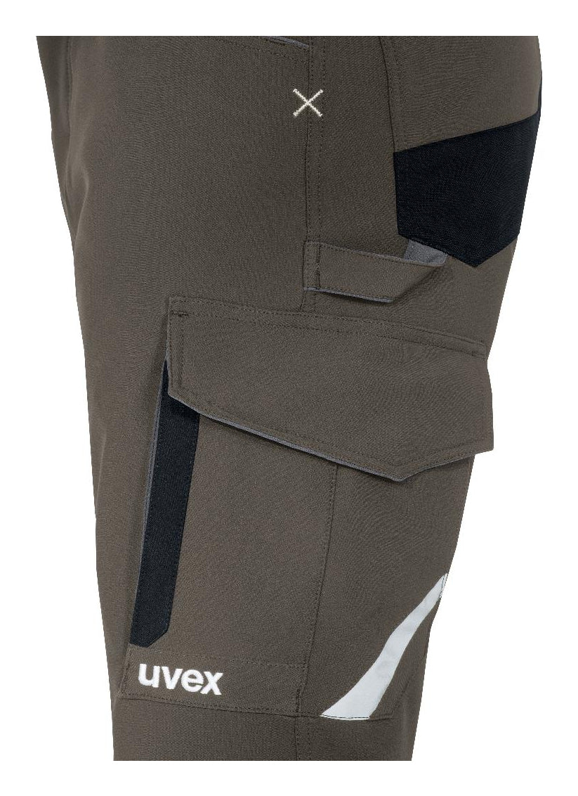 Uvex Cargohose suXXeed craft – Khaki/Schwarz, Polyester, Elasthan, 4-Wege-Stretch, Knieschutz