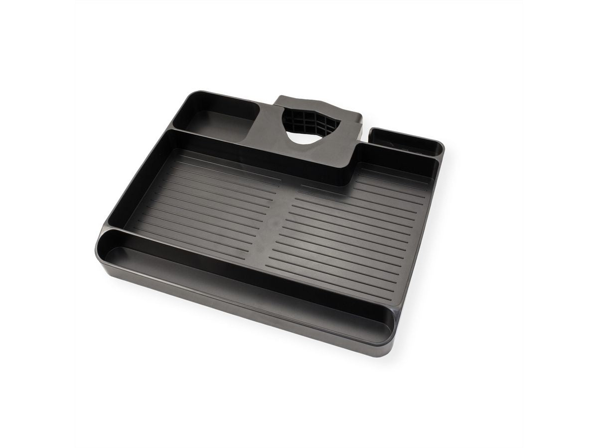 VALUE AV-Wandregal (Stangenmontage) – 1 Regal, bis 3 kg, Kabelmanagement – für Stangen 30–48 mm – Schwarz