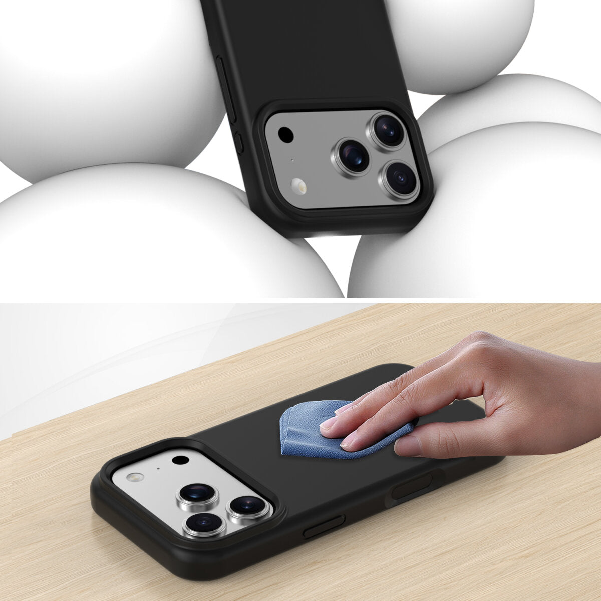 4smarts Cupertino Backcover – für Apple iPhone 17 Pro, MagSafe, Silikon+Mikrofaser, Schwarz