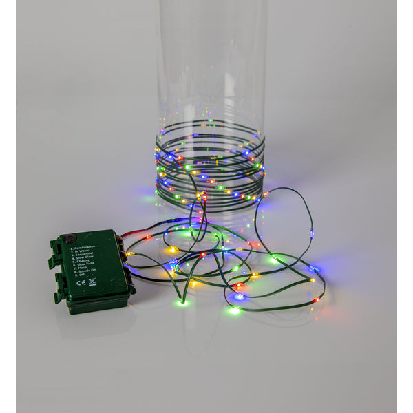 Star Trading Lichterkette – 0,4 W – Mehrfarbig – IP44 – Batteriebetrieb (3×AA) – Timer 6/18 h – Grün – PVC