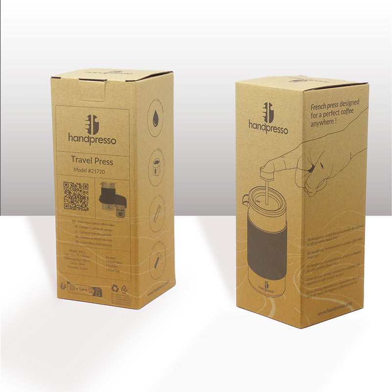 Handpresso Travel Press 21720 French Press / Kaffeebereiter – 0,4 l, Edelstahl, 8 × 15 × 8 cm
