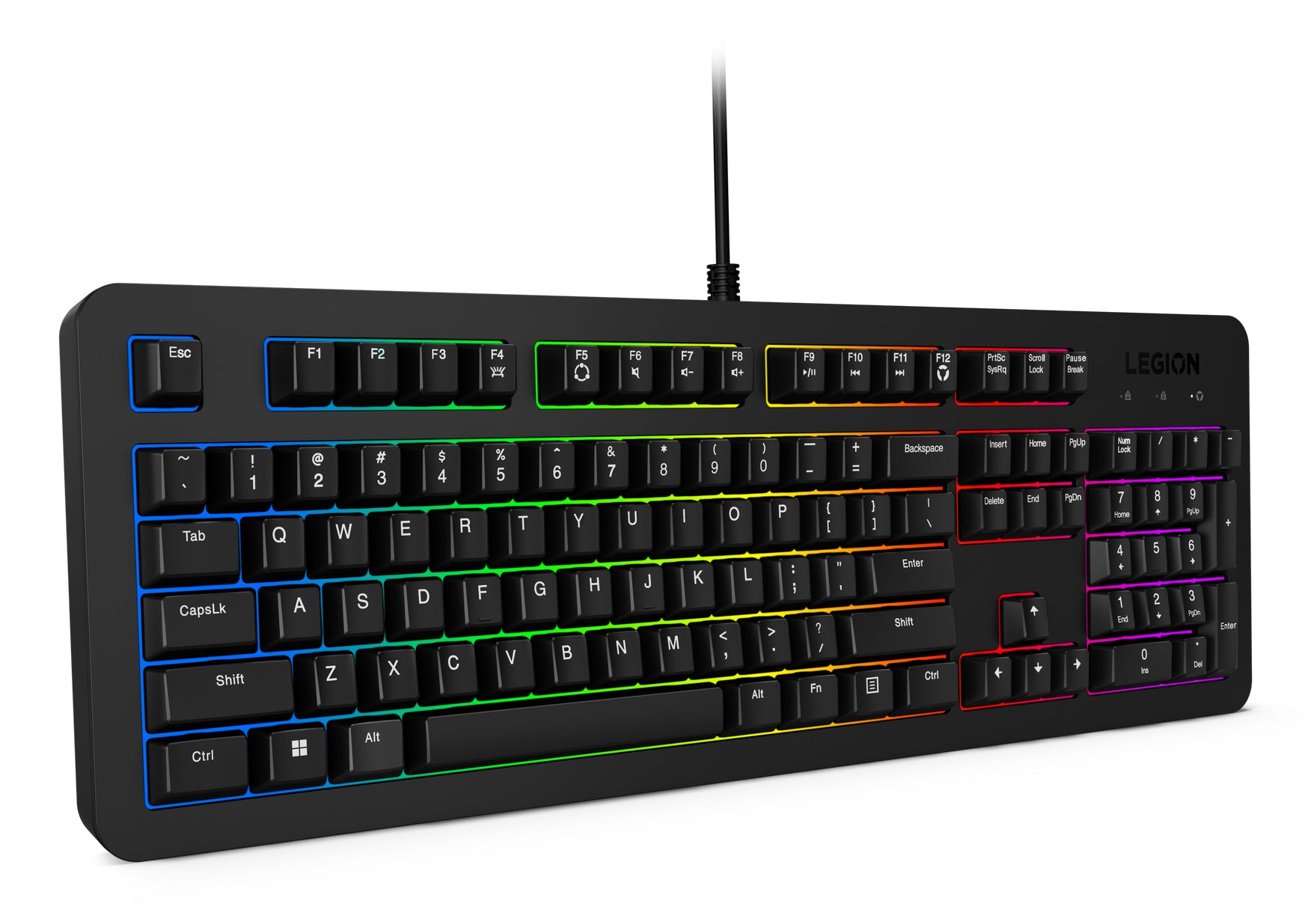 Lenovo K310 – Gaming-Tastatur – Membran – kabelgebunden, USB – QWERTY (US-INT) – RGB – Schwarz