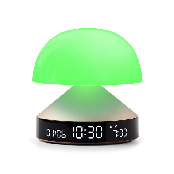 LEXON Lichtwecker Mina Sunrise – digital – 11 × 11 cm, gold, Aluminium, USB, 5 Wecktöne