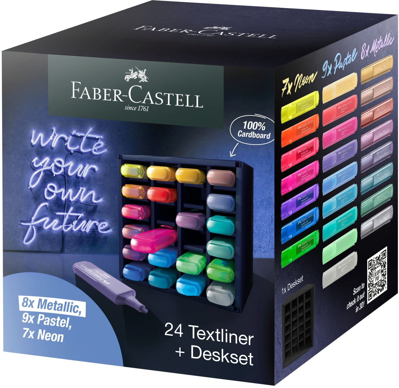 Faber-Castell Textliner 46 Textmarker – 24er Set, Farben sortiert, Keilspitze 1–5 mm