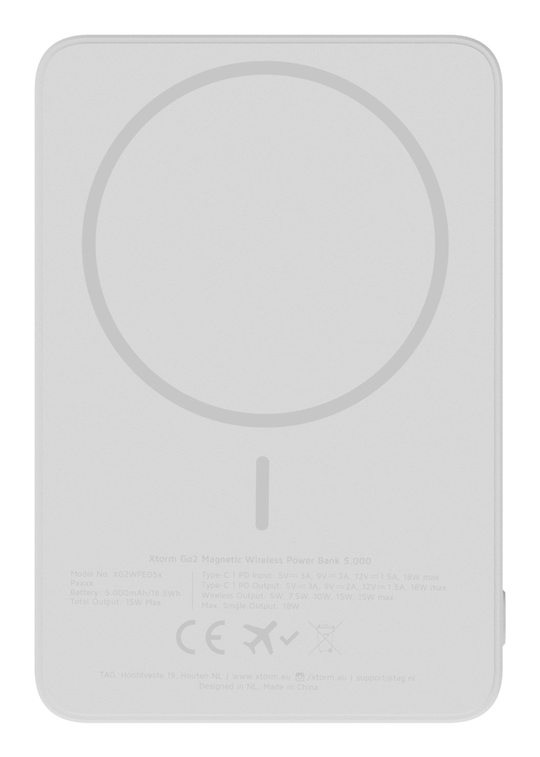 Xtorm Go2 MagSafe Powerbank 5'000 mAh – 18 W PD, 1× USB-C, weiss