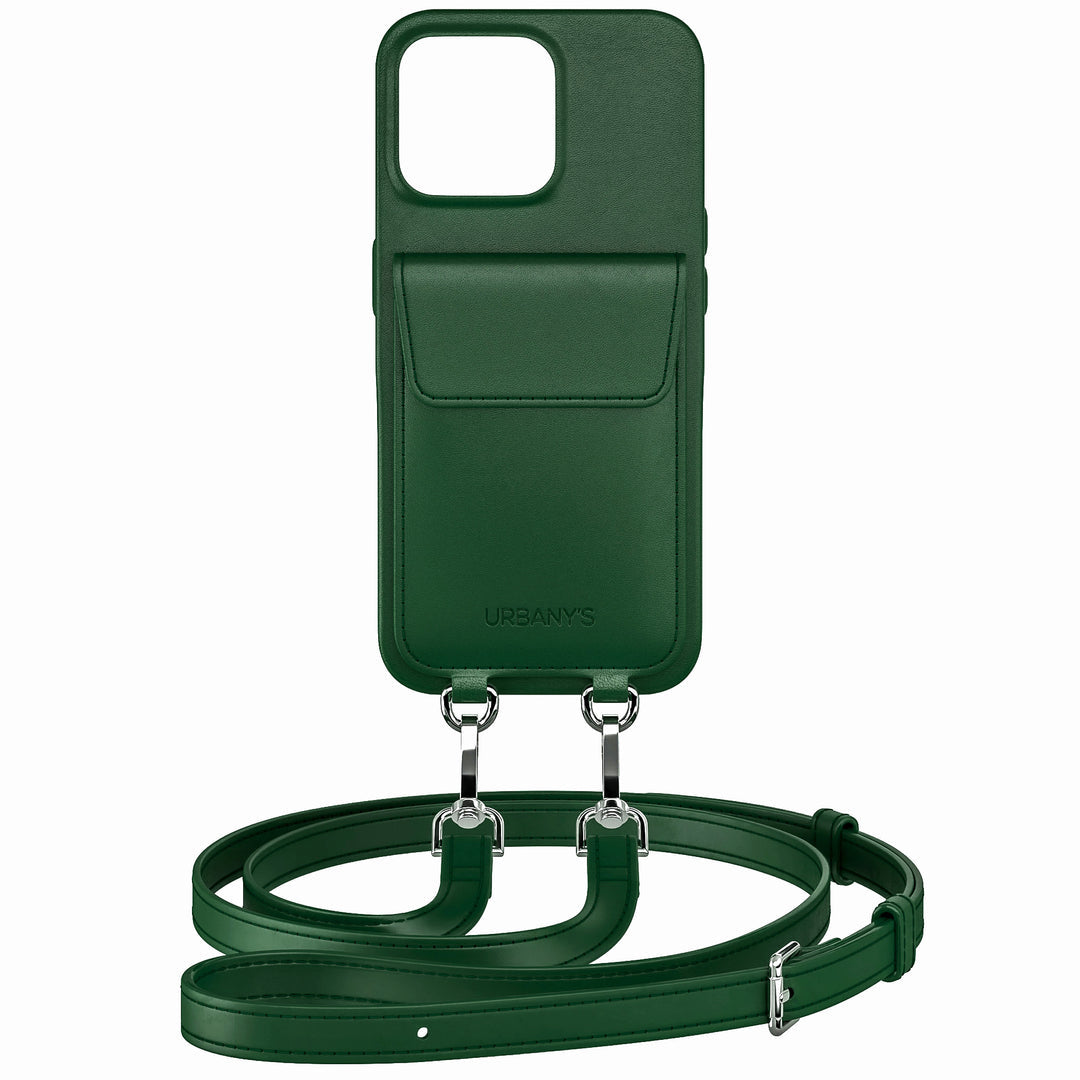 Urbany's Urbanys – Halskettenhülle – für Apple iPhone 17 Pro – Racing Green – mit Kordel