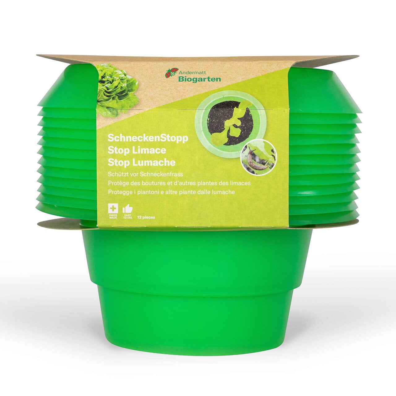 Andermatt Biogarten Bio SchneckenStopp Insektenfalle – 13 × 12,5 cm – hellgrün – für Schnecken – 12 Stk.