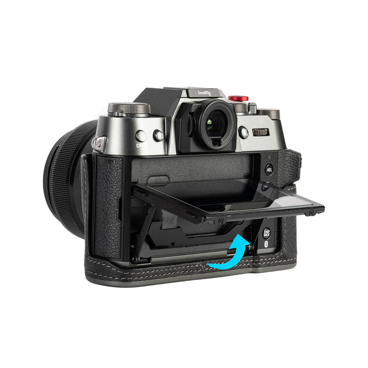 SmallRig 4709 Half Case Kamerahülle – Echtes Leder/PU – für FUJIFILM X-T50 – Schwarz