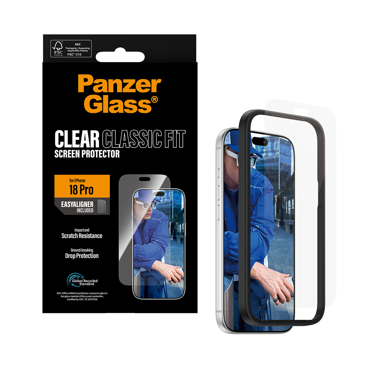 PanzerGlass Displayschutz (Folie), Case Friendly – für iPhone 18 Pro – mit Applikator