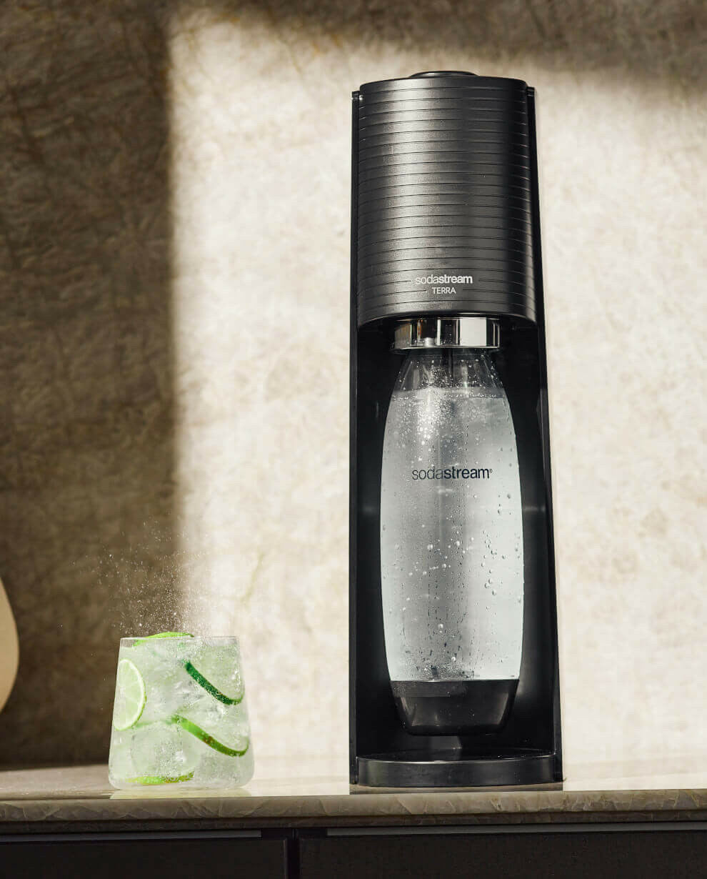 SodaStream Soda-Maker Terra Megapack – 1 l, Metall/Kunststoff, Schwarz