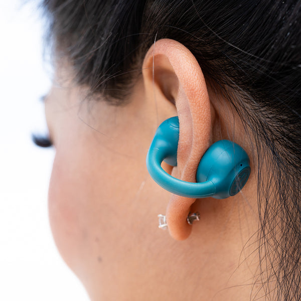 JLab Flex Open Air Clip IEUEBFLEX – True Wireless In-Ear Kopfhörer – Bluetooth, offen, mit Mikrofon – türkis
