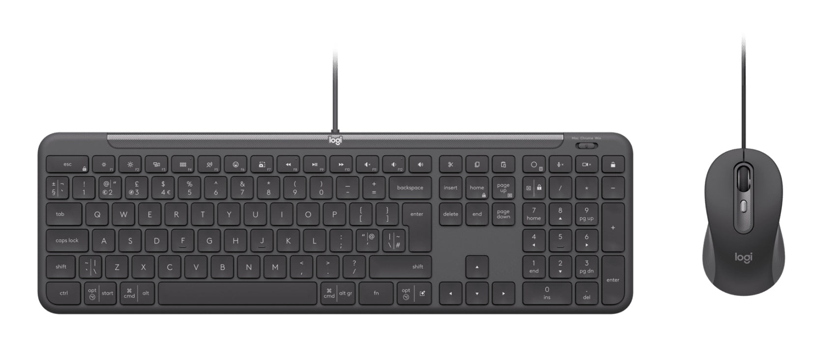 Logitech Signature Slim Wired Combo – Tastatur- und Maus-Set – kabelgebunden – USB-C – QWERTY (UK-INT) – Graphit