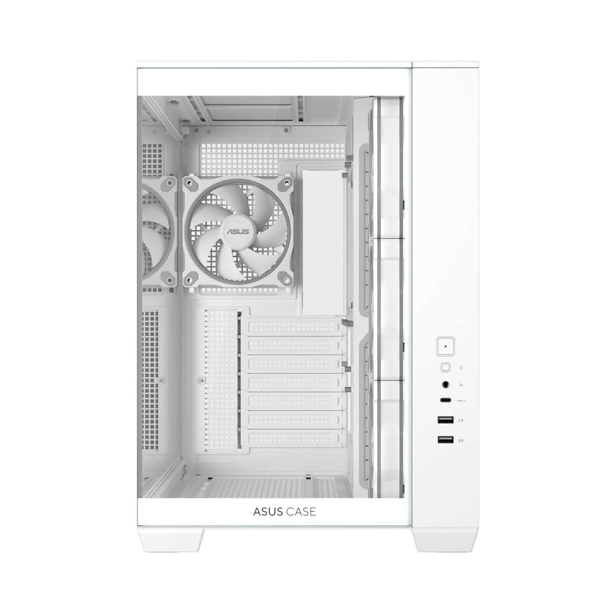 ASUS A32 PLUS TG ARGB WEISS – PC-Gehäuse – ATX/micro-ATX/Mini-ITX, Gehärtetes Glas, ARGB, ohne Netzteil