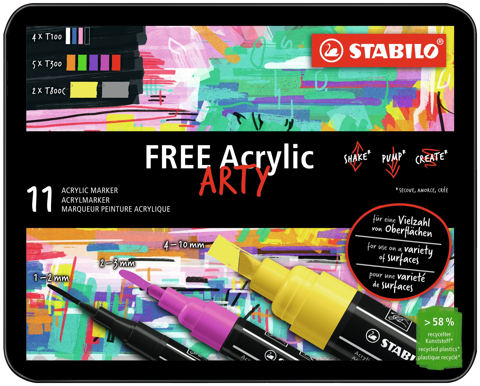 STABILO Acrylmarker – sortiert, 11-teiliges Set