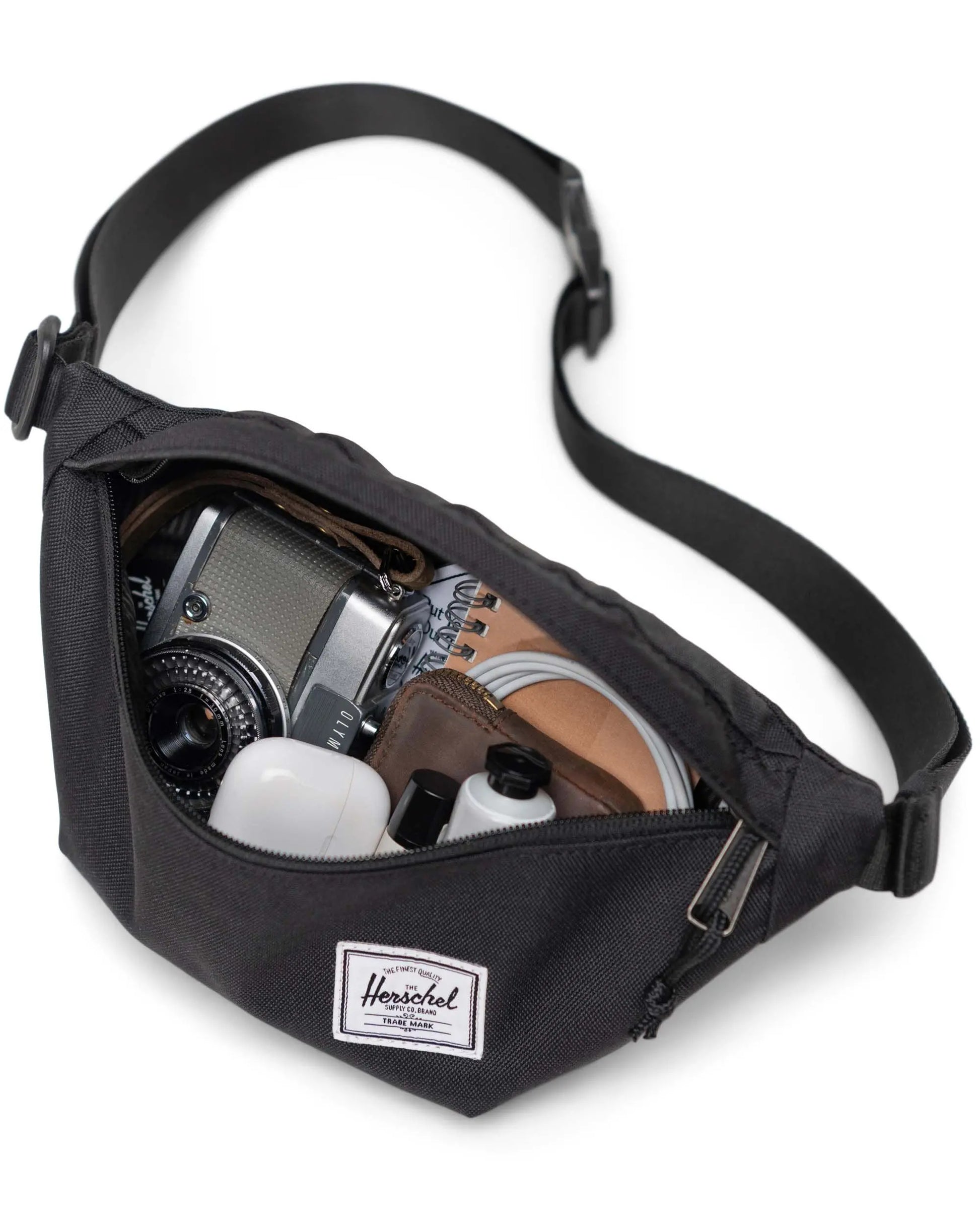 Herschel Classic Bauchtasche – Reissverschluss – 1 l – Schwarz Matt – Stoff
