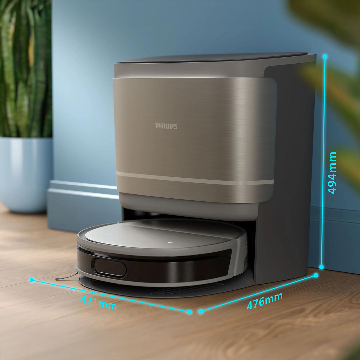 Philips Saugroboter HomeRun 9000 XU9100/10 mit Absaugstation und Wischfunktion – 8000 Pa, 280 min