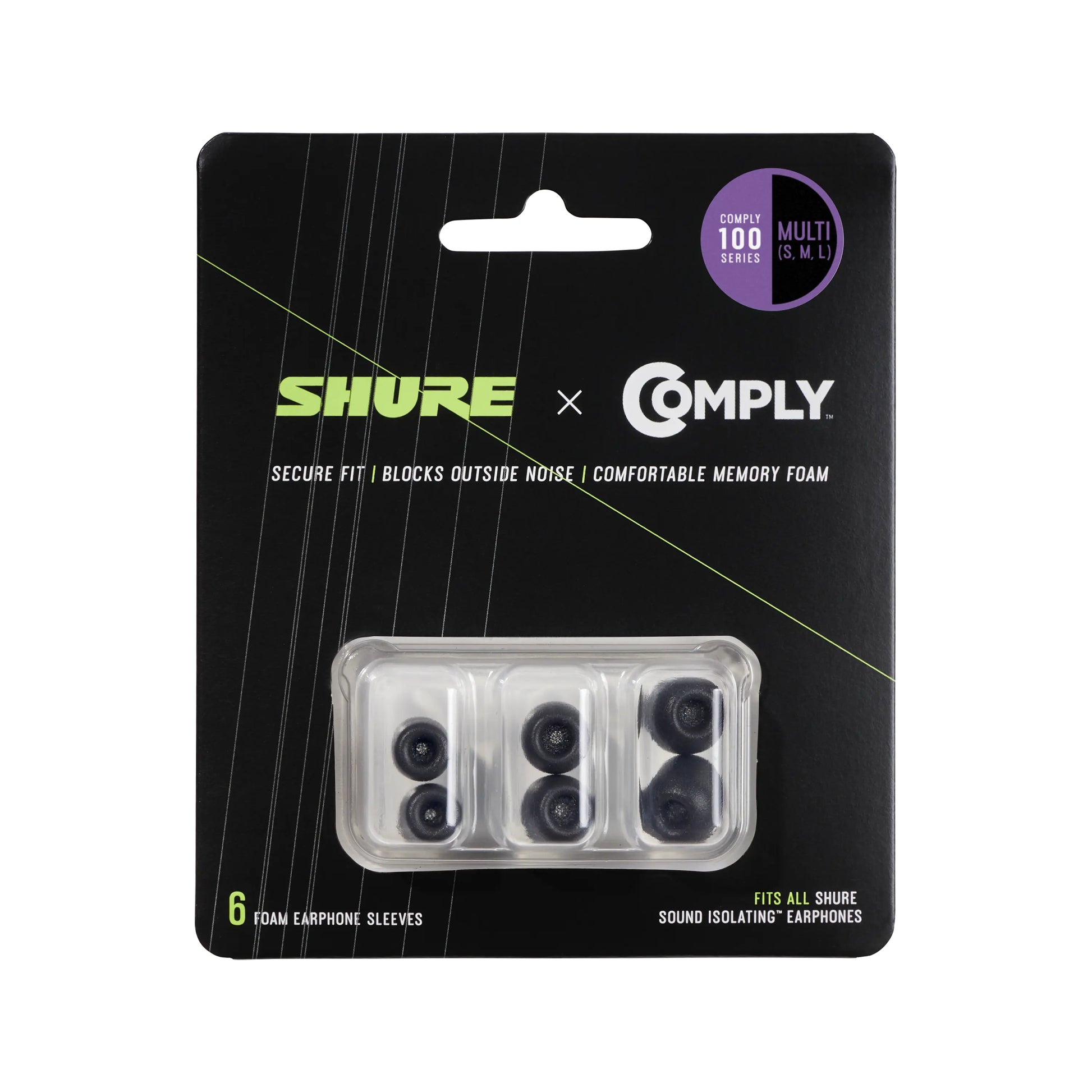 Shure EACYF1-6KIT – Ersatz-Ohrpolster/Refresh-Kit – für Shure SE-Series – Schaum, S/M/L – Schwarz – 6er-Set