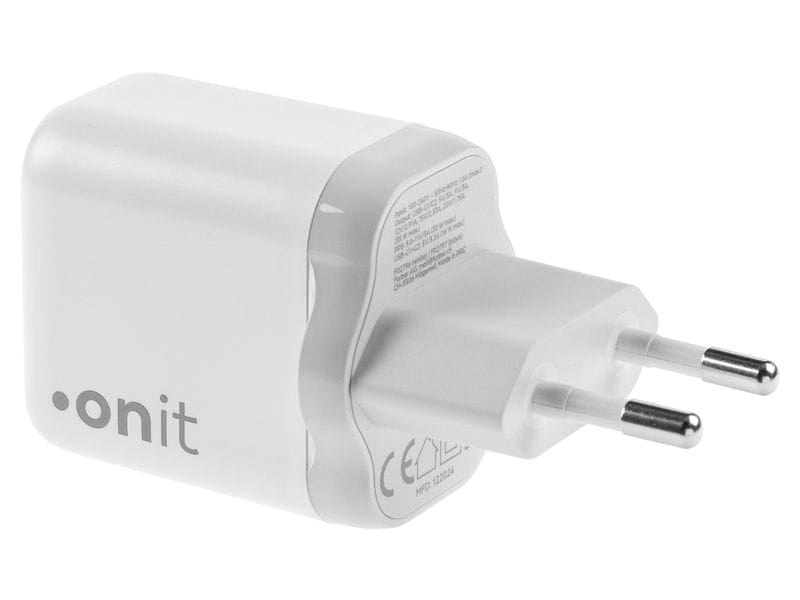 ONIT F02796 USB-Ladegerät 35 W – USB-C×2 – PD 3.0, PPS, QC 3.0, GaN, EU-Stecker (Typ C) – Weiss