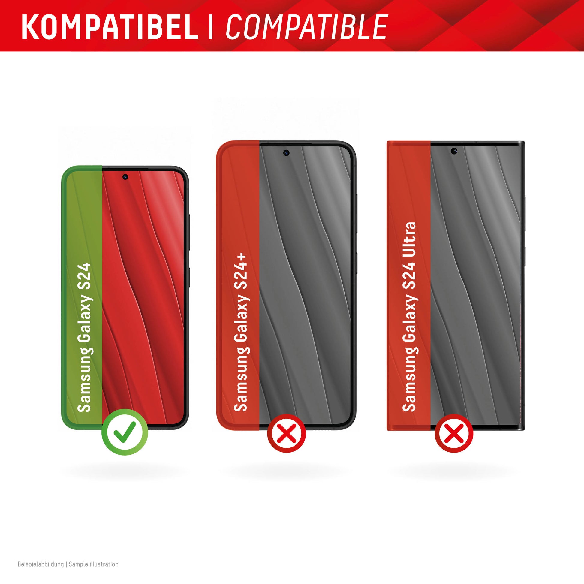 E.V.I. Displayschutz (Panzerglas), fettabweisend – für Galaxy S24 – mit Applikator