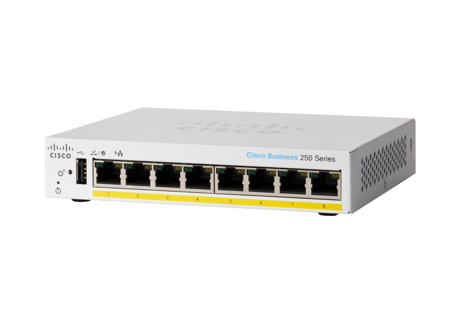Cisco CBS250-8PP-D – Managed L3 Switch – 8× 1G, PoE+ (PoE-Budget 45 W), Desktop