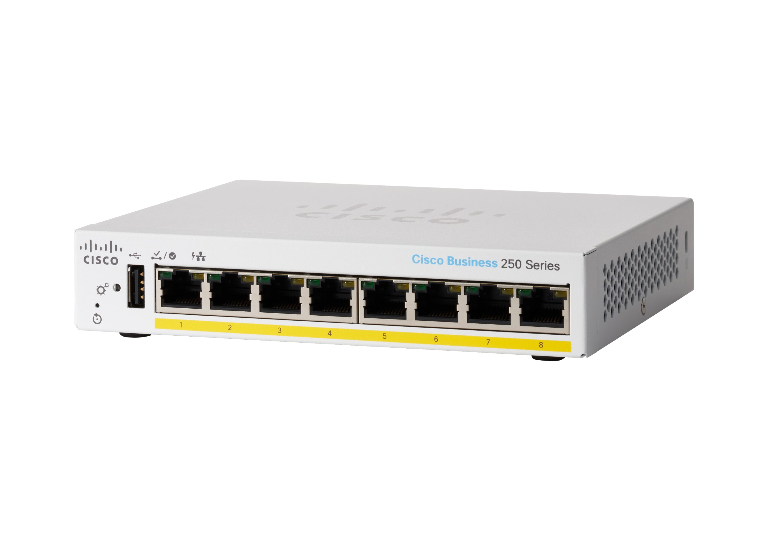 Cisco CBS250-8PP-D – Managed L3 Switch – 8× 1G, PoE+ (PoE-Budget 45 W), Desktop