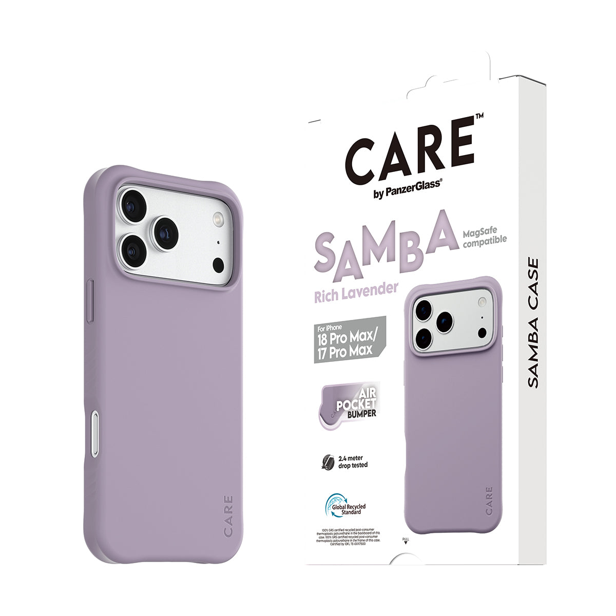 PanzerGlass CARE Samba – Backcover – für Apple iPhone 18 Pro Max / iPhone 17 Pro Max, TPU, Rich Lavender