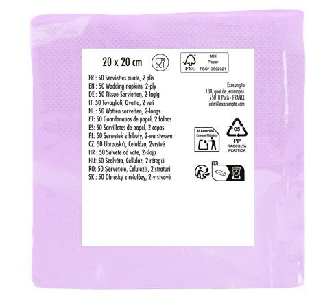 PRONAPPE Servietten – flieder – 20 × 20 cm, 2-lagig – 50 Stück