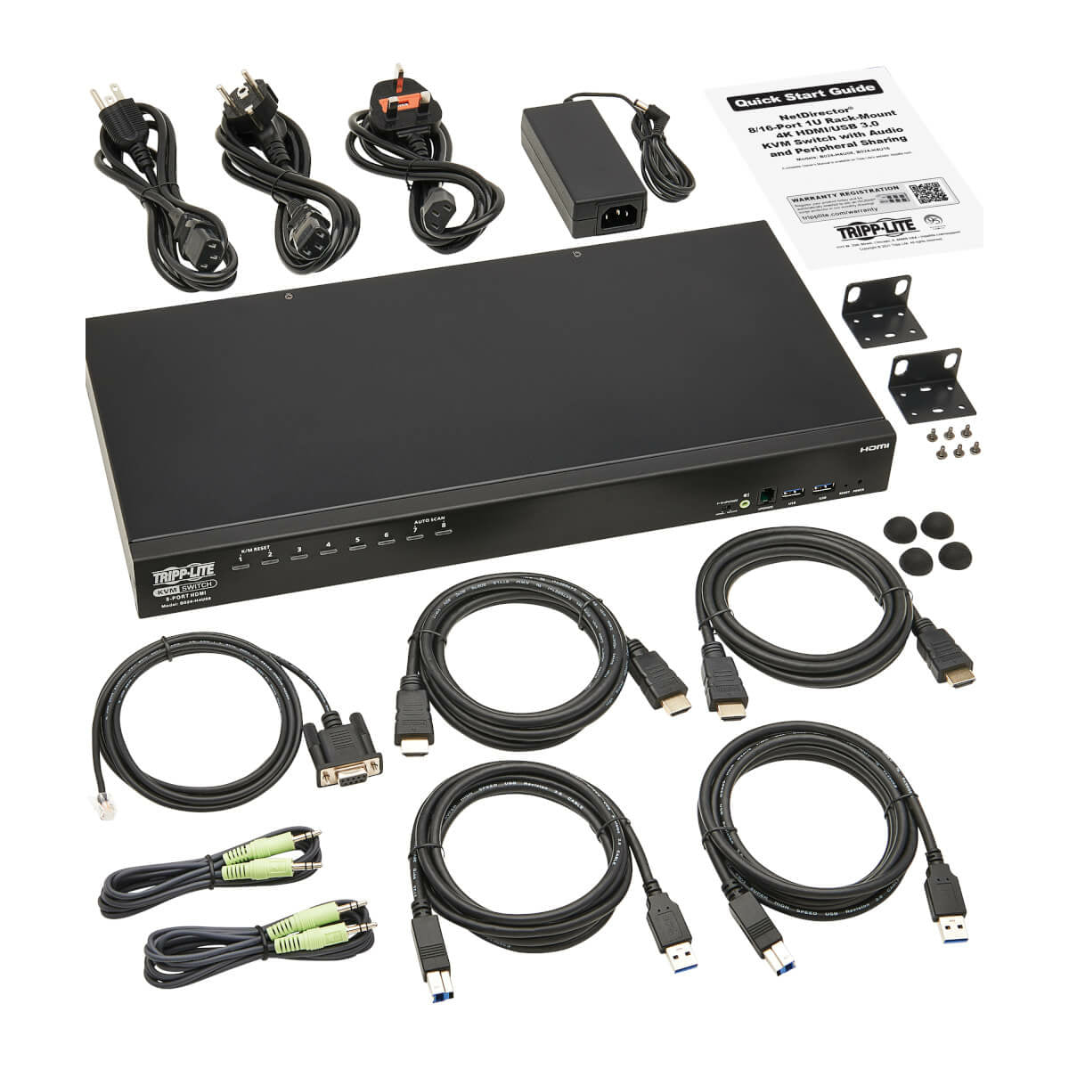 Tripp Lite B024-H4U08 – 8-Port HDMI KVM-Switch – 4K/60 Hz, USB 2.0-Hub, Audio, 1U-Rack