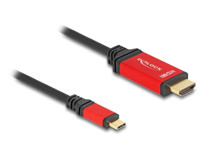DeLOCK USB-C auf HDMI Kabel DP 1.4 8K 60 Hz – 2 m – HDR – Schwarz/Rot