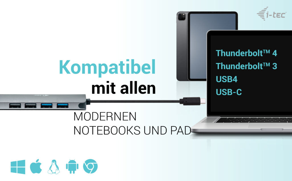 i-tec Metal Nano Dockingstation – USB-C, 2× HDMI, 4× USB-A, 2× USB-C, 100 W PD, GbE, für Windows/Mac/ChromeOS