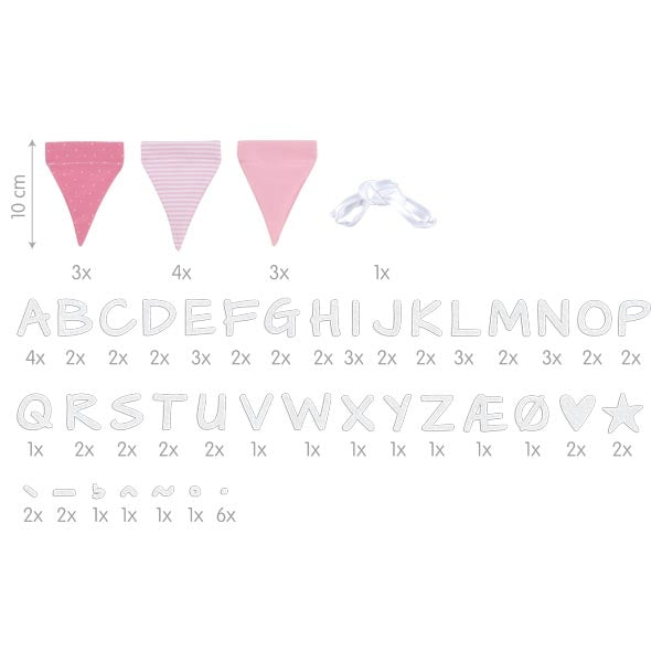 Goki Buchstaben-Wimpelkette – Rosa – 7,5 × 10 cm – Textil – Länge 150 cm