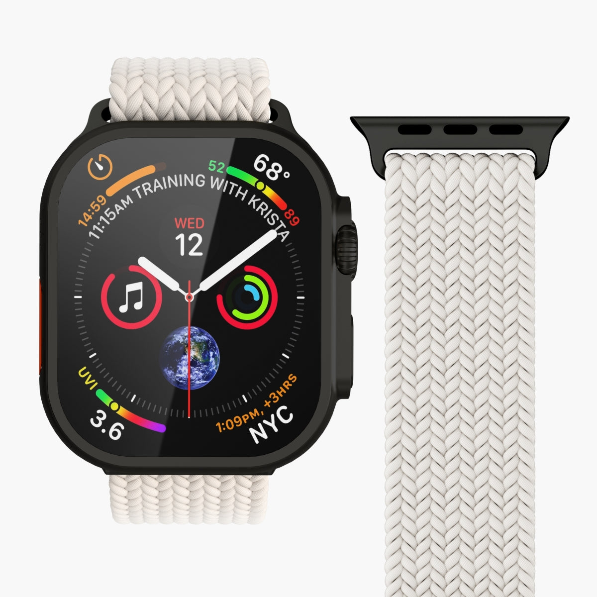 Vonmählen Woven Loop – Armband – für Apple Watch, Creme/Schwarz, One Size, Nylon