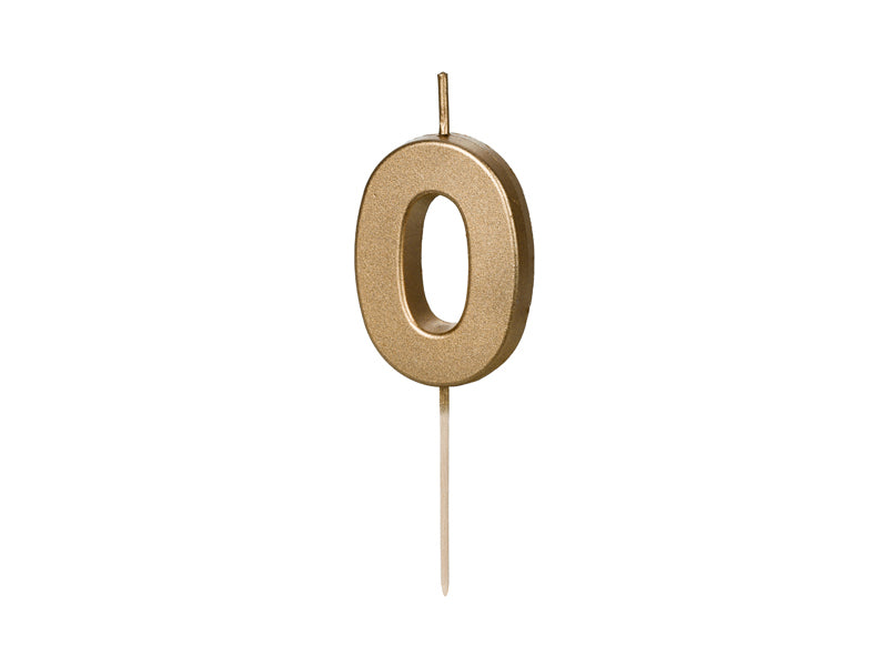 PartyDeco Geburtstagskerzen Zahl 0 – Gold – 4,5 cm – 1 Stk