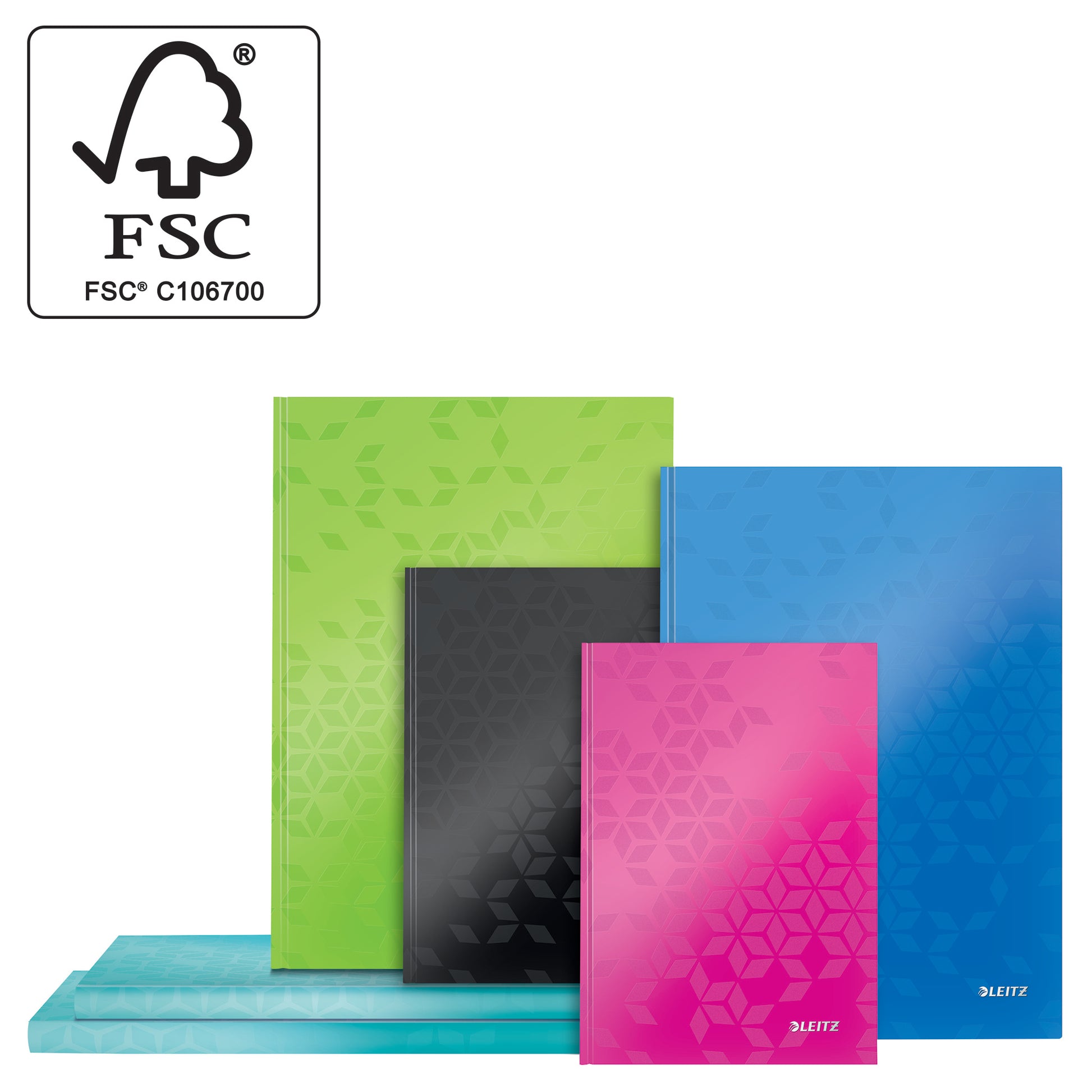 Leitz Notizbuch, A5, liniert, Fadenheftung, Karton, 160 Seiten, 90 g/m² – grün